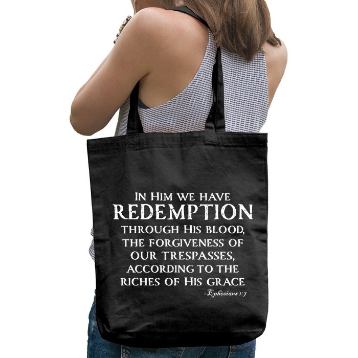 Redeemed Collection Redeemed By The Blood Of Jesus Ephesians 1:7 Front And Back Bag