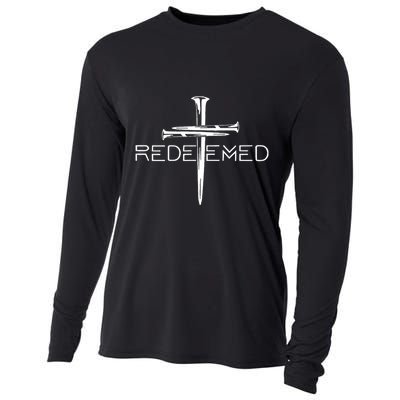 Redeemed Collection Redeemed By The Blood Of Jesus Ephesians 1:7 Front And Back Cooling Performance Long Sleeve Crew