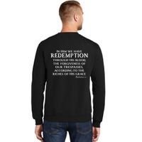 Redeemed Collection Redeemed By The Blood Of Jesus Ephesians 1:7 Front And Back Tall Sweatshirt