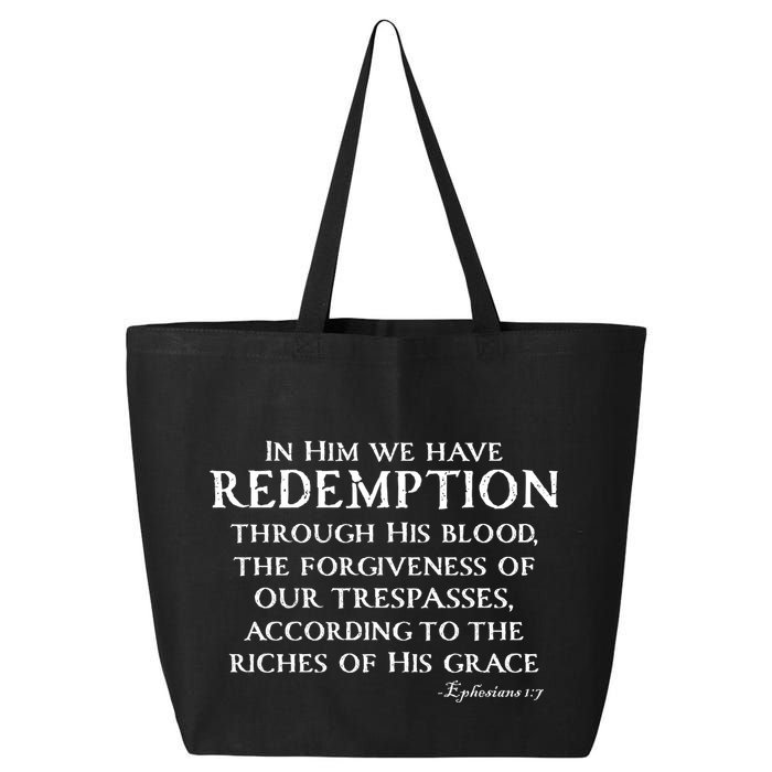 Redeemed Collection Redeemed By The Blood Of Jesus Ephesians 1:7 Front And Back 25L Jumbo Tote