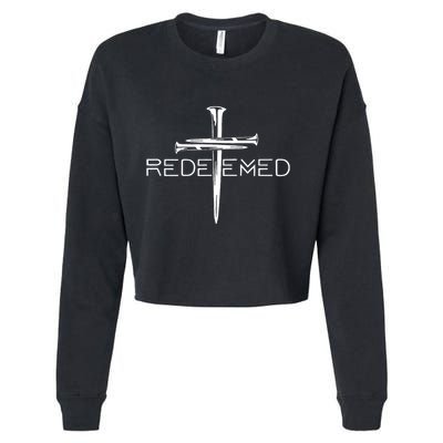 Redeemed Collection Redeemed By The Blood Of Jesus Ephesians 1:7 Front And Back Cropped Pullover Crew