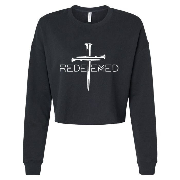 Redeemed Collection Redeemed By The Blood Of Jesus Ephesians 1:7 Front And Back Cropped Pullover Crew
