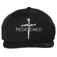 Redeemed Collection Redeemed By The Blood Of Jesus Ephesians 1:7 Front And Back Wool Snapback Cap