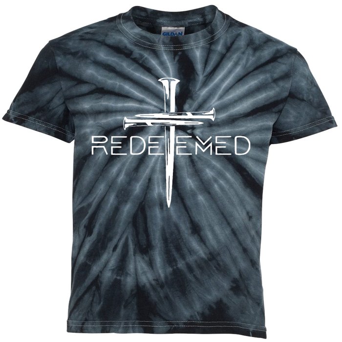 Redeemed Collection Redeemed By The Blood Of Jesus Ephesians 1:7 Front And Back Kids Tie-Dye T-Shirt