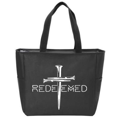 Redeemed Collection Redeemed By The Blood Of Jesus Ephesians 1:7 Front And Back Zip Tote Bag