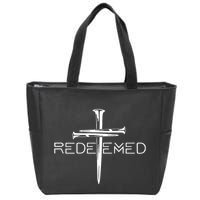 Redeemed Collection Redeemed By The Blood Of Jesus Ephesians 1:7 Front And Back Zip Tote Bag