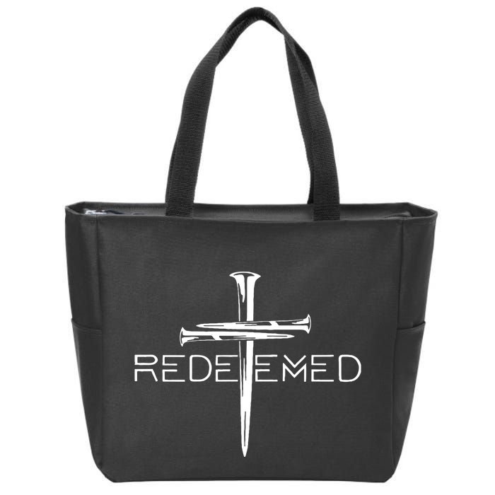 Redeemed Collection Redeemed By The Blood Of Jesus Ephesians 1:7 Front And Back Zip Tote Bag