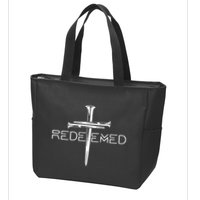 Redeemed Collection Redeemed By The Blood Of Jesus Ephesians 1:7 Front And Back Zip Tote Bag