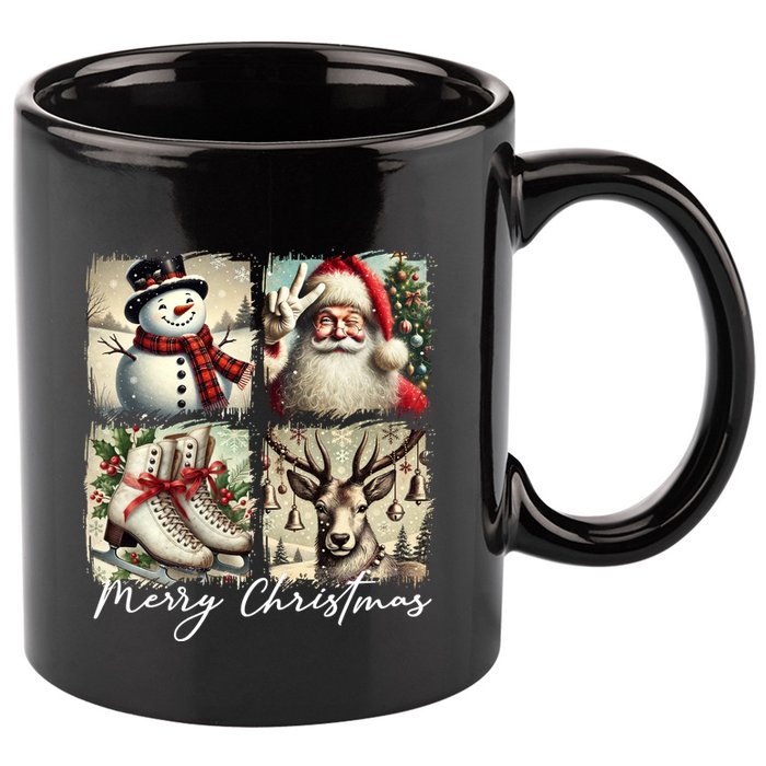 Retro Christmas 11oz C Handle Ceramic Mug