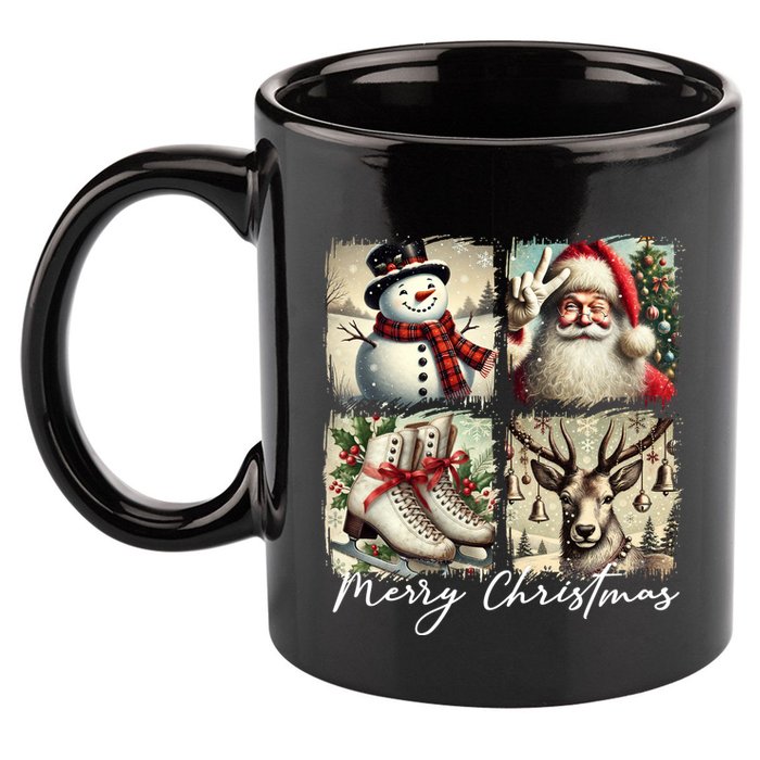 Retro Christmas 11oz C Handle Ceramic Mug