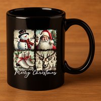 Retro Christmas 11oz C Handle Ceramic Mug