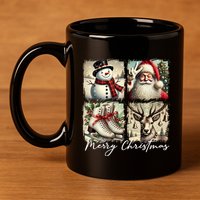 Retro Christmas 11oz C Handle Ceramic Mug