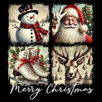 Retro Christmas Flat Bill Trucker Hat