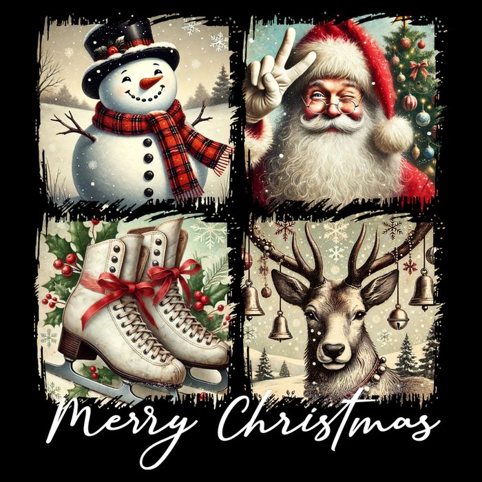 Retro Christmas Flat Bill Trucker Hat