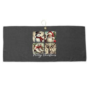 Retro Christmas Large Microfiber Waffle Golf Towel