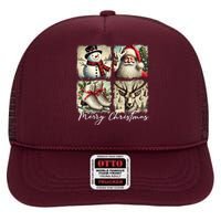 Retro Christmas High Crown Mesh Back Trucker Hat