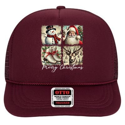 Retro Christmas High Crown Mesh Back Trucker Hat