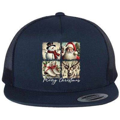 Retro Christmas Flat Bill Trucker Hat