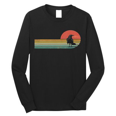 Raven Crow Retro Style Animal Bird Lover Bird Watcher Long Sleeve Shirt