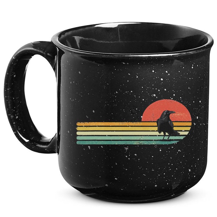 Raven Crow Retro Style Animal Bird Lover Bird Watcher 15oz Campfire Ceramic Mug