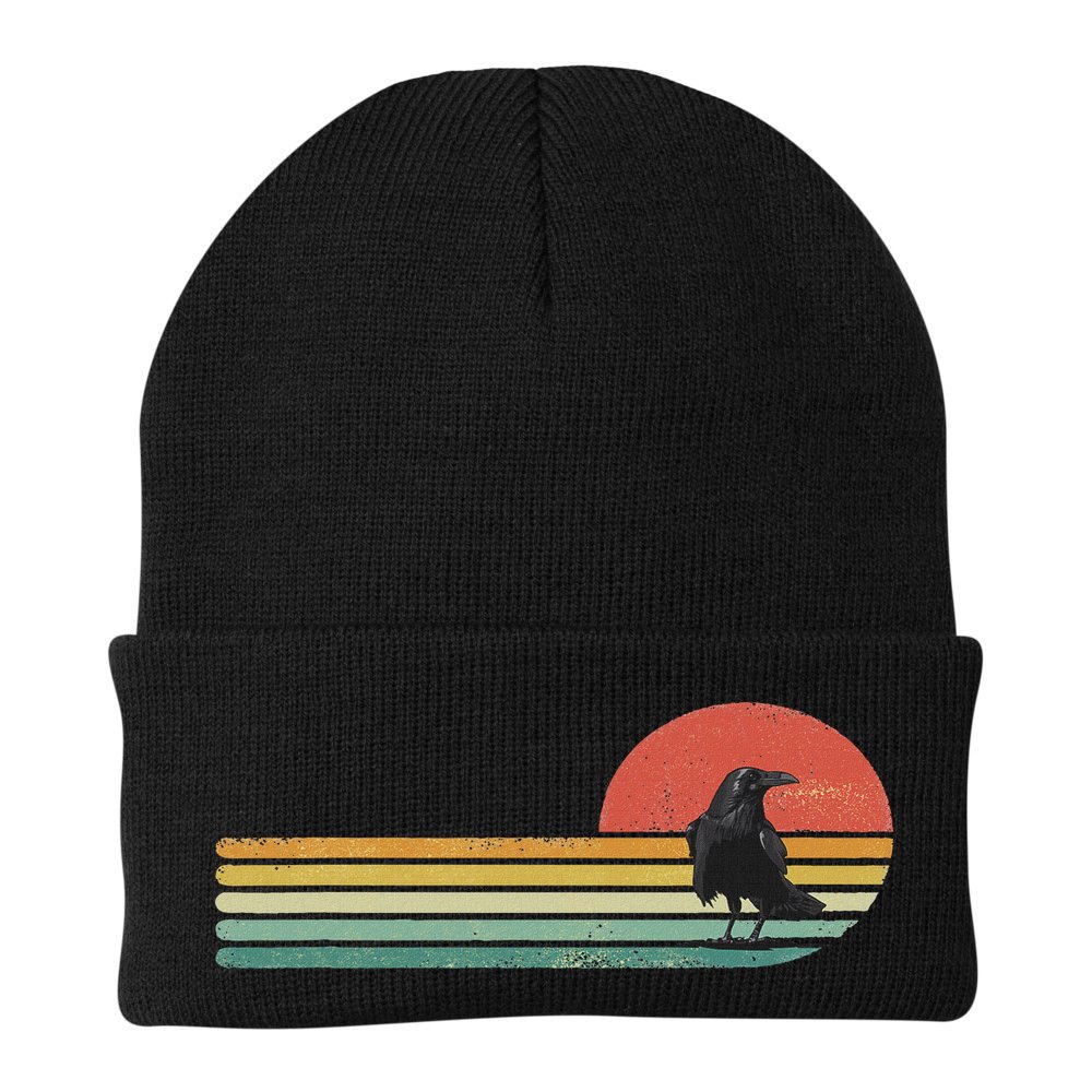 Raven Crow Retro Style Animal Bird Lover Bird Watcher Beanie