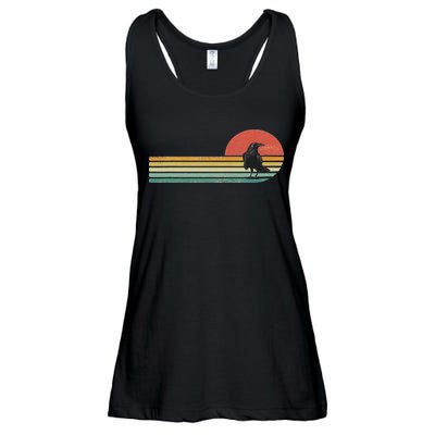 Raven Crow Retro Style Animal Bird Lover Bird Watcher Ladies Essential Flowy Tank
