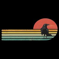 Raven Crow Retro Style Animal Bird Lover Bird Watcher Flat Bill Trucker Hat