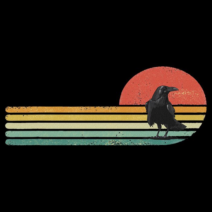 Raven Crow Retro Style Animal Bird Lover Bird Watcher Flat Bill Trucker Hat