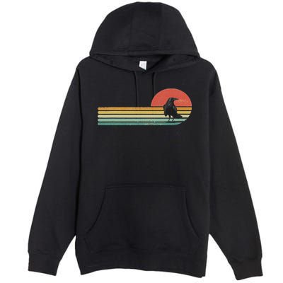 Raven Crow Retro Style Animal Bird Lover Bird Watcher Premium Pullover Hoodie
