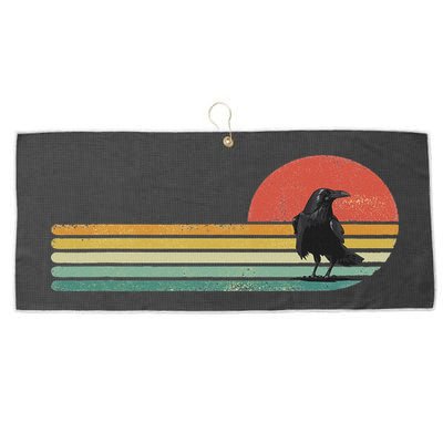 Raven Crow Retro Style Animal Bird Lover Bird Watcher Large Microfiber Waffle Golf Towel