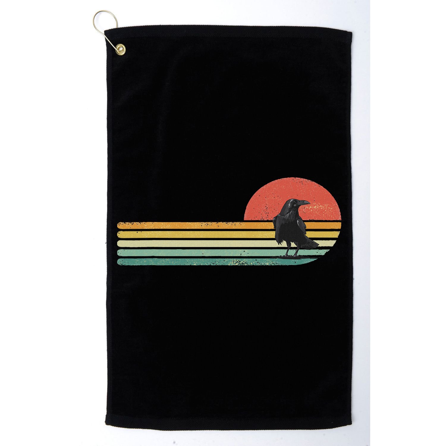 Raven Crow Retro Style Animal Bird Lover Bird Watcher Golf Towel