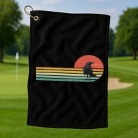 Raven Crow Retro Style Animal Bird Lover Bird Watcher Golf Towel