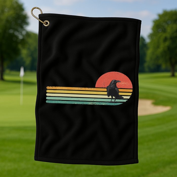 Raven Crow Retro Style Animal Bird Lover Bird Watcher Golf Towel