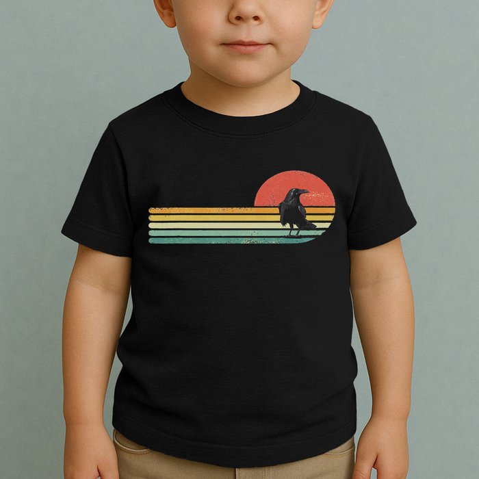 Raven Crow Retro Style Animal Bird Lover Bird Watcher Toddler T-Shirt