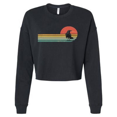 Raven Crow Retro Style Animal Bird Lover Bird Watcher Cropped Pullover Crew