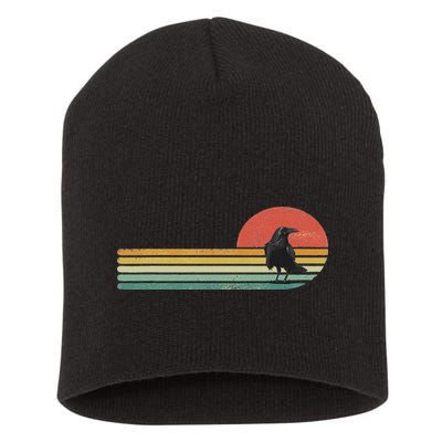 Raven Crow Retro Style Animal Bird Lover Bird Watcher Short Acrylic Beanie