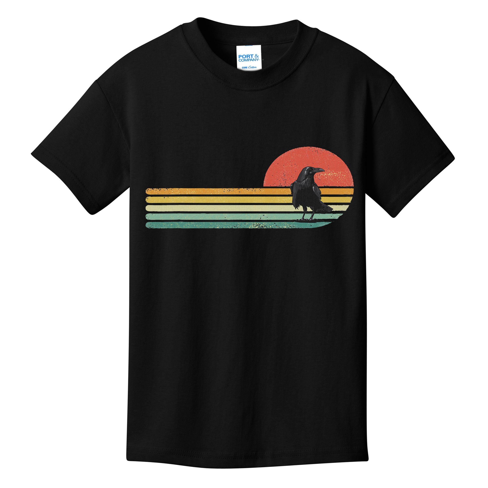 Raven Crow Retro Style Animal Bird Lover Bird Watcher Kids T-Shirt