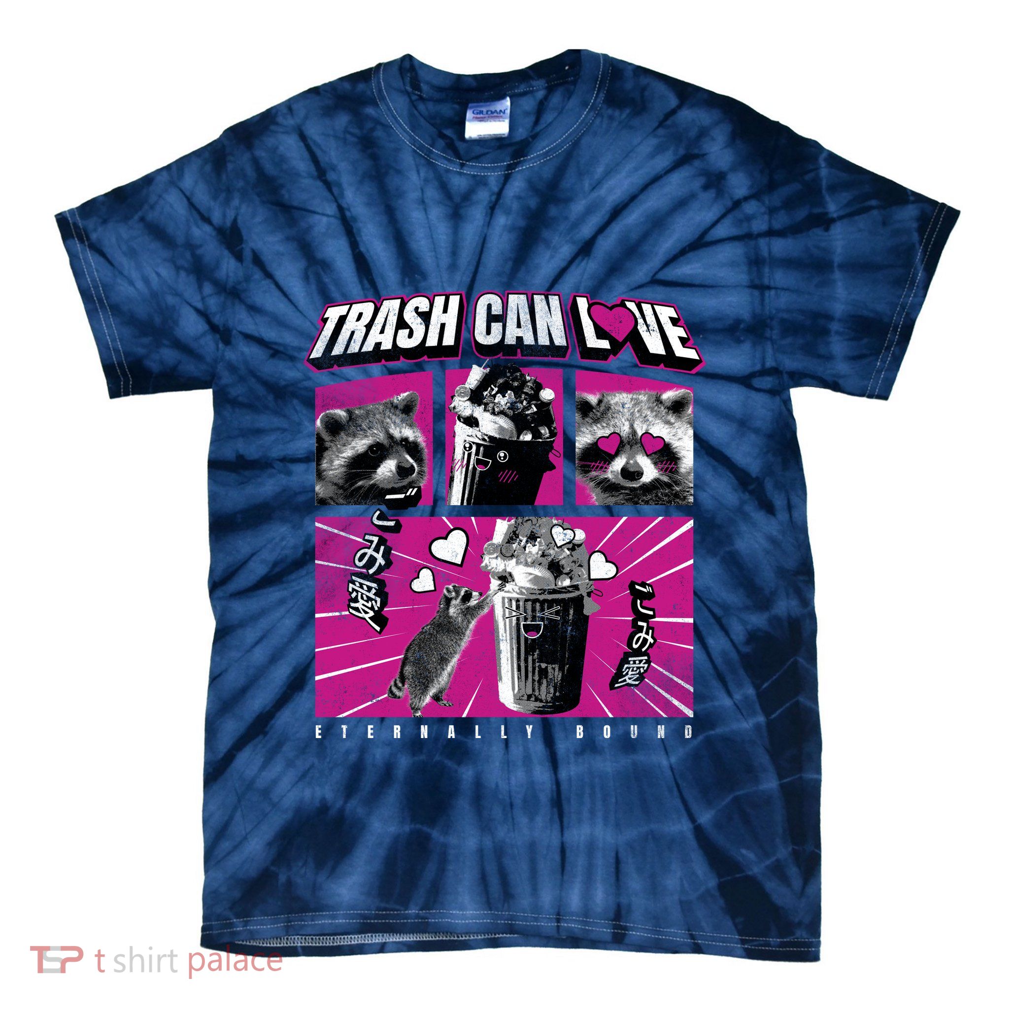 Raccoon Comic Tie-Dye T-Shirt
