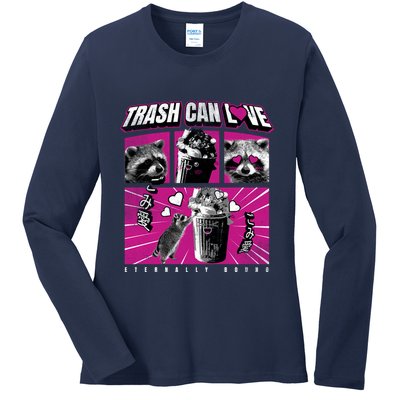Raccoon Comic Ladies Long Sleeve Shirt