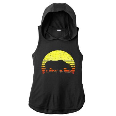 Rhino Cool Rhinoceros African Animals Retro Sunset Vintage Ladies PosiCharge Tri-Blend Wicking Draft Hoodie Tank