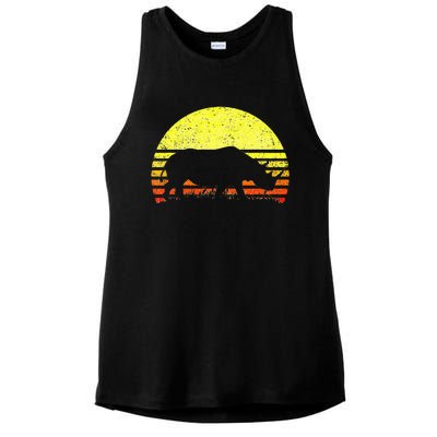 Rhino Cool Rhinoceros African Animals Retro Sunset Vintage Ladies PosiCharge Tri-Blend Wicking Tank