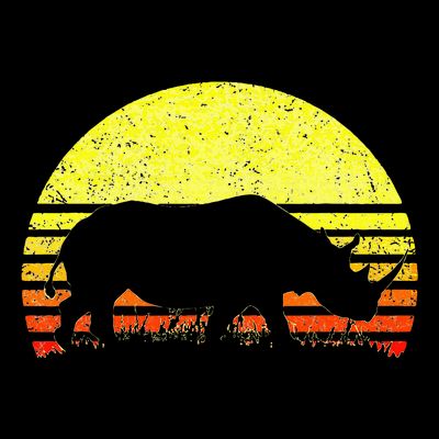 Rhino Cool Rhinoceros African Animals Retro Sunset Vintage T-Shirt