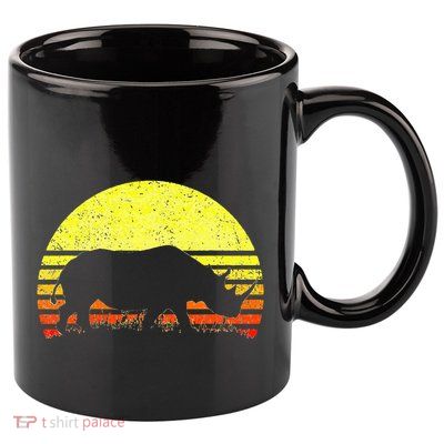 Rhino Cool Rhinoceros African Animals Retro Sunset Vintage 11oz C Handle Ceramic Mug