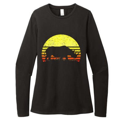 Rhino Cool Rhinoceros African Animals Retro Sunset Vintage Womens CVC Long Sleeve Shirt