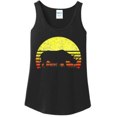 Rhino Cool Rhinoceros African Animals Retro Sunset Vintage Ladies Essential Tank