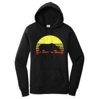 Rhino Cool Rhinoceros African Animals Retro Sunset Vintage Women's Pullover Hoodie