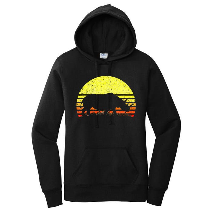 Rhino Cool Rhinoceros African Animals Retro Sunset Vintage Women's Pullover Hoodie