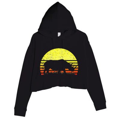 Rhino Cool Rhinoceros African Animals Retro Sunset Vintage Crop Fleece Hoodie