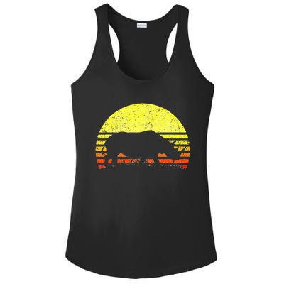 Rhino Cool Rhinoceros African Animals Retro Sunset Vintage Ladies PosiCharge Competitor Racerback Tank