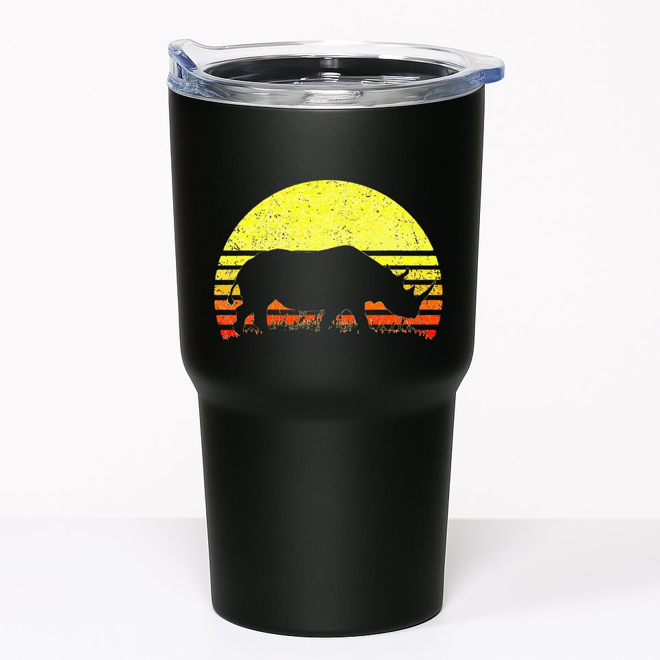 Rhino Cool Rhinoceros African Animals Retro Sunset Vintage Tumbler